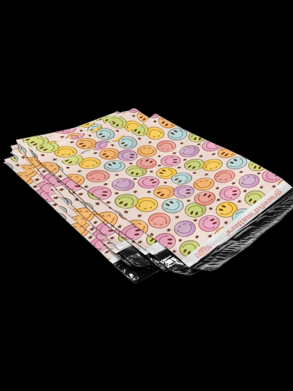 15ct. 14.5x19 Multicolor Smiley Face Polymailers Random Thank You Cards/Stickers